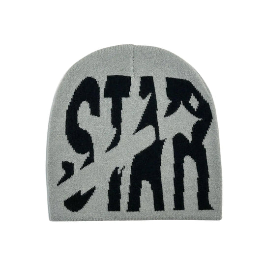 2THESTARS Y2K Beanie Trendy Wool Acrylic Beanies for Women and Men Star Design Winter Warm Skullies Outdoor Style - Gray